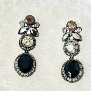 GIVENCHY Elegant Vintage Black and Silver Earrings